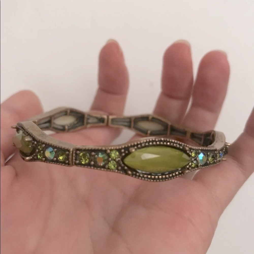 Rustic Gold and Green Stone Bracelet